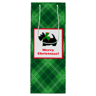 Schottischer Terrier froh Weihnachten kariert Geschenktüte Für Weinflaschen