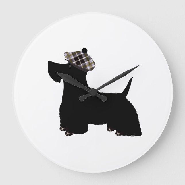 Schottischer Terrier Große Wanduhr (Vorderseite)
