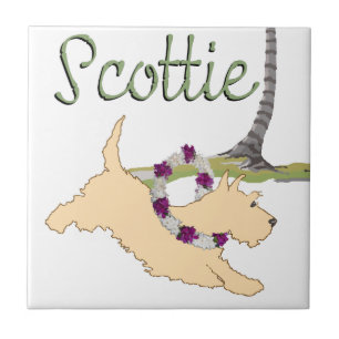 Schottischer Terrier Hawaiian Design Fliese