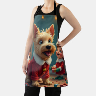 Schottischer Terrier hilft Weihnachtselfen Schürze