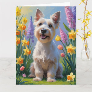 Schottischer Terrier-Hund Frühlingsblumen-Malerei Karte