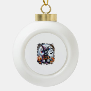 Schottischer Terrier Hund Halloween Keramik Kugel-Ornament