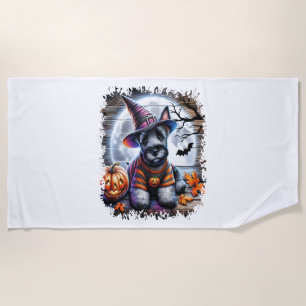Schottischer Terrier Hund Halloween Strandtuch