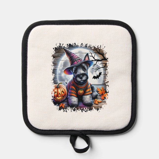 Schottischer Terrier Hund Halloween Topflappen (Vorderseite)