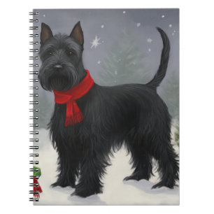 Schottischer Terrier-Hund im Schnee Weihnachten Notizblock