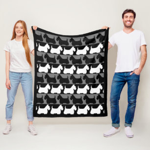 Schottischer Terrier Hund schwarz/grau/weiß, Strei Fleecedecke