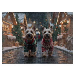 Schottischer Terrier Hunde Weihnachten Schnee Feie Schneidebrett
