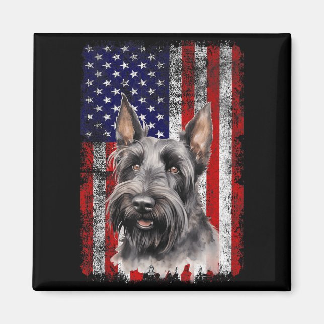Schottischer Terrier-Hundefan Flagge 4. Juli Magnet (Vorne)