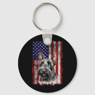 Schottischer Terrier-Hundefan Flagge 4. Juli Schlüsselanhänger