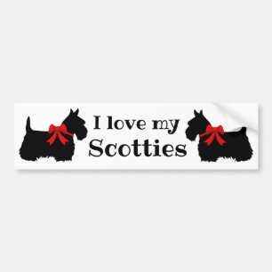 Schottischer Terrier, i-Liebe meine Scotties/roter Autoaufkleber