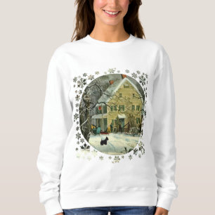 Schottischer Terrier im altmodischen Winter Sweatshirt