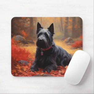 Schottischer Terrier im Herbstlaub Fall Inspiriert Mousepad