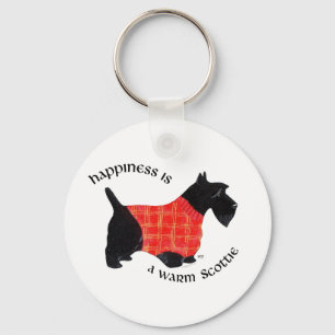 Schottischer Terrier in rotem Karo-Pullover Schlüsselanhänger