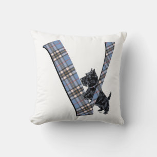 Schottischer Terrier Monogramm V Kissen