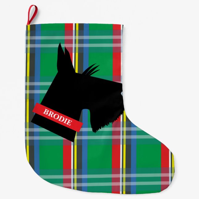 Schottischer Terrier-personalisierter Großer Weihnachtsstrumpf (Vorderseite)