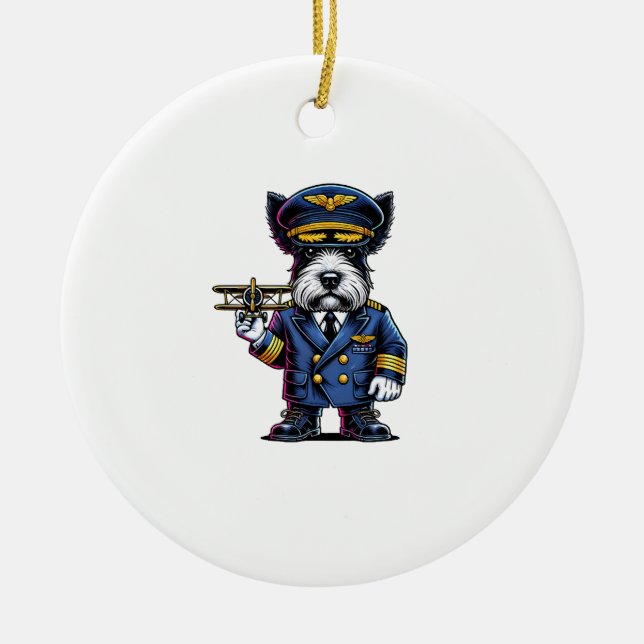 Schottischer Terrier-Pilot Keramik Ornament (Vorne)