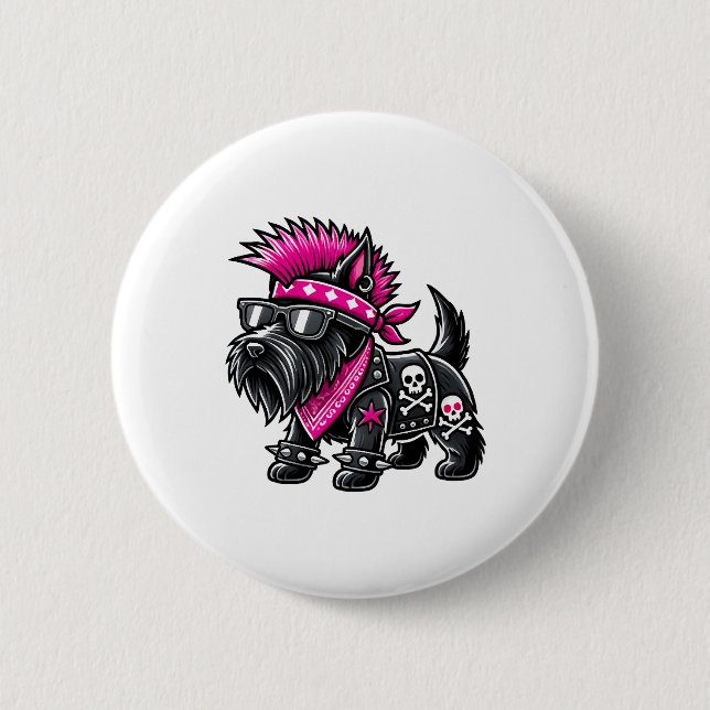 Schottischer Terrier Punk-Musik Button (Vorderseite)