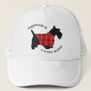 Schottischer Terrier Rot-Schwarz Karo Pullover Truckerkappe