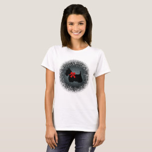 Schottischer Terrier rotes Band, Silhouette, Schne T-Shirt