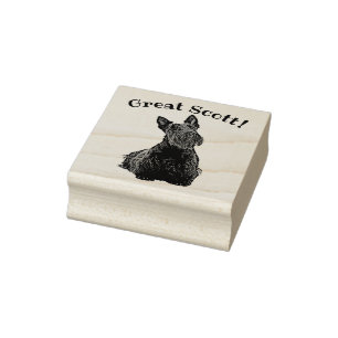Schottischer Terrier, schwarz/weiß, Großartig! Gummistempel