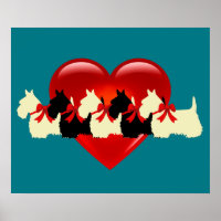 Schottischer Terrier Schwarz/Weiß-Silhouette Herz/