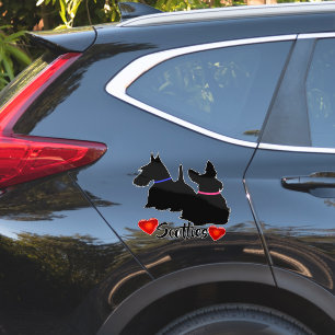 Schottischer Terrier/schwarze Silhouette rosa/blau Aufkleber