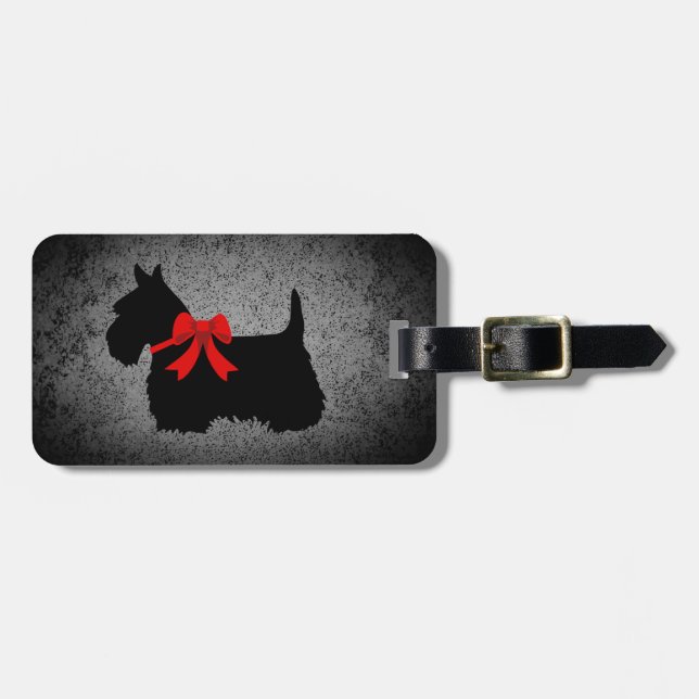 Schottischer Terrier, Silhouette, Bogen, Gepäckanhänger (Vorderseite horizontal)