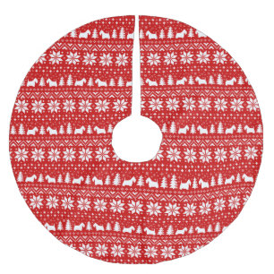 Schottischer Terrier Silhouetten Weihnachtsmuster Polyester Weihnachtsbaumdecke