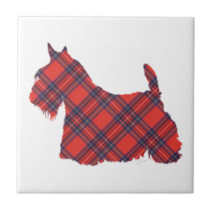 Schottischer Terrier Stewart Tartan Fliese