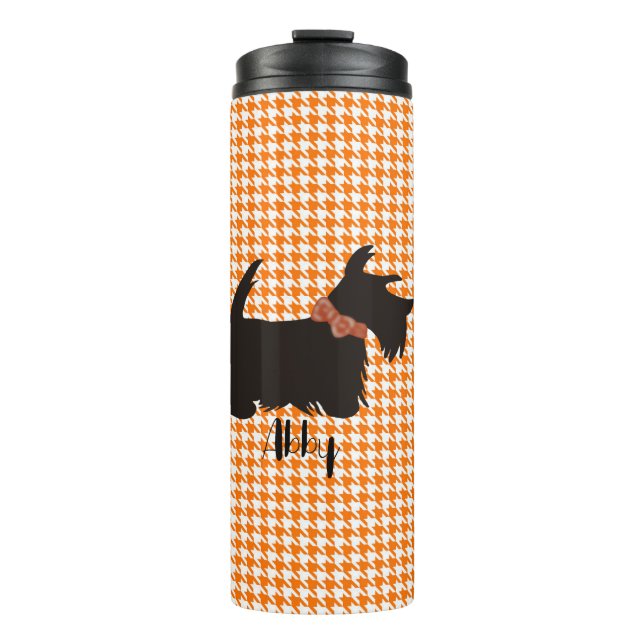 Schottischer Terrier tumbler, Orange-Hahnentrittmu Thermosbecher (Vorderseite)