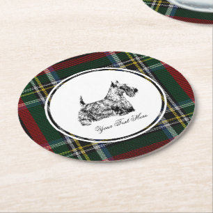 Schottischer Terrier und Blackwatch Personalisiere Runder Pappuntersetzer