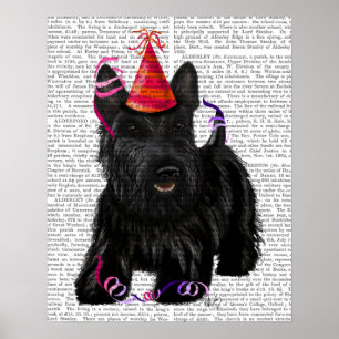 Schottischer Terrier-und Party-Hut Poster