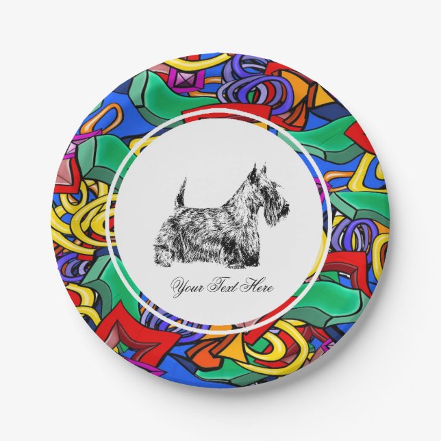Schottischer Terrier und Pop-Art  Pappteller (Vorderseite)