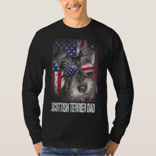 Schottischer Terrier-Vater mit amerikanischem Flag T-Shirt