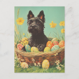 Schottischer Terrier Vintage-Ostern Postkarte