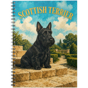 Schottischer Terrier, Vintage-Wasserfarben-Hundeku Notizblock