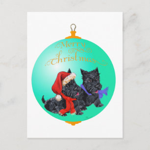 Schottischer Terrier Weihnachtsbaumschmuck Feiertagspostkarte