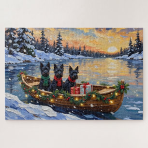 Schottischer Terrier Weihnachtsboot-Feiertag