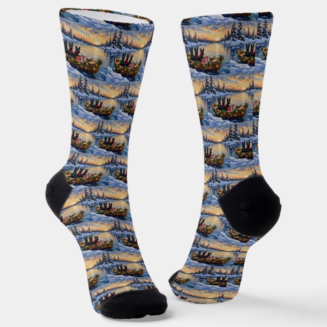 Schottischer Terrier Weihnachtsboot-Feiertag Socken (Gewinkelt)