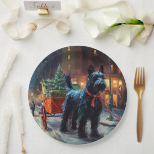 Schottischer Terrier Weihnachtsfestzeit Pappteller