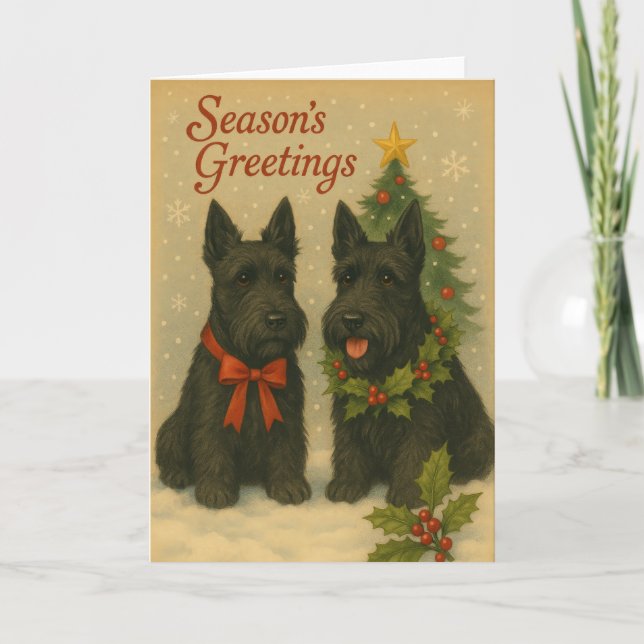 Schottischer Terrier Weihnachtskarte Feiertagskarte (Vorderseite)