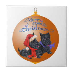 Schottischer Terrier-Weihnachtsschmuck Fliese