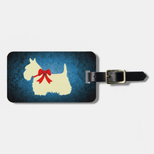 Schottischer Terrier/Weizen-Silhouette, Granitblau Gepäckanhänger