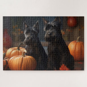 Schottischer Terrier Welpe Herbstfreude Kürbis