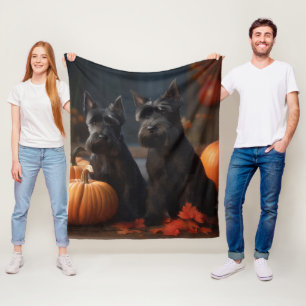 Schottischer Terrier Welpe Herbstfreude Kürbis Fleecedecke