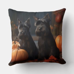 Schottischer Terrier Welpe Herbstfreude Kürbis Kissen