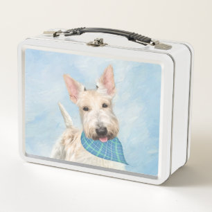 Schottischer Terrier Wheaten Hund Gemälde Original Metall Brotdose