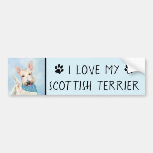 Schottischer Terrier Wheaten-Hund-Malerei Original Autoaufkleber
