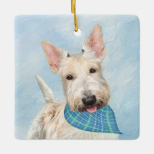 Schottischer Terrier Wheaten-Hund-Malerei Original Keramikornament