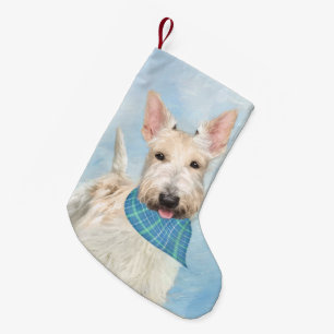 Schottischer Terrier Wheaten-Hund-Malerei Original Kleiner Weihnachtsstrumpf